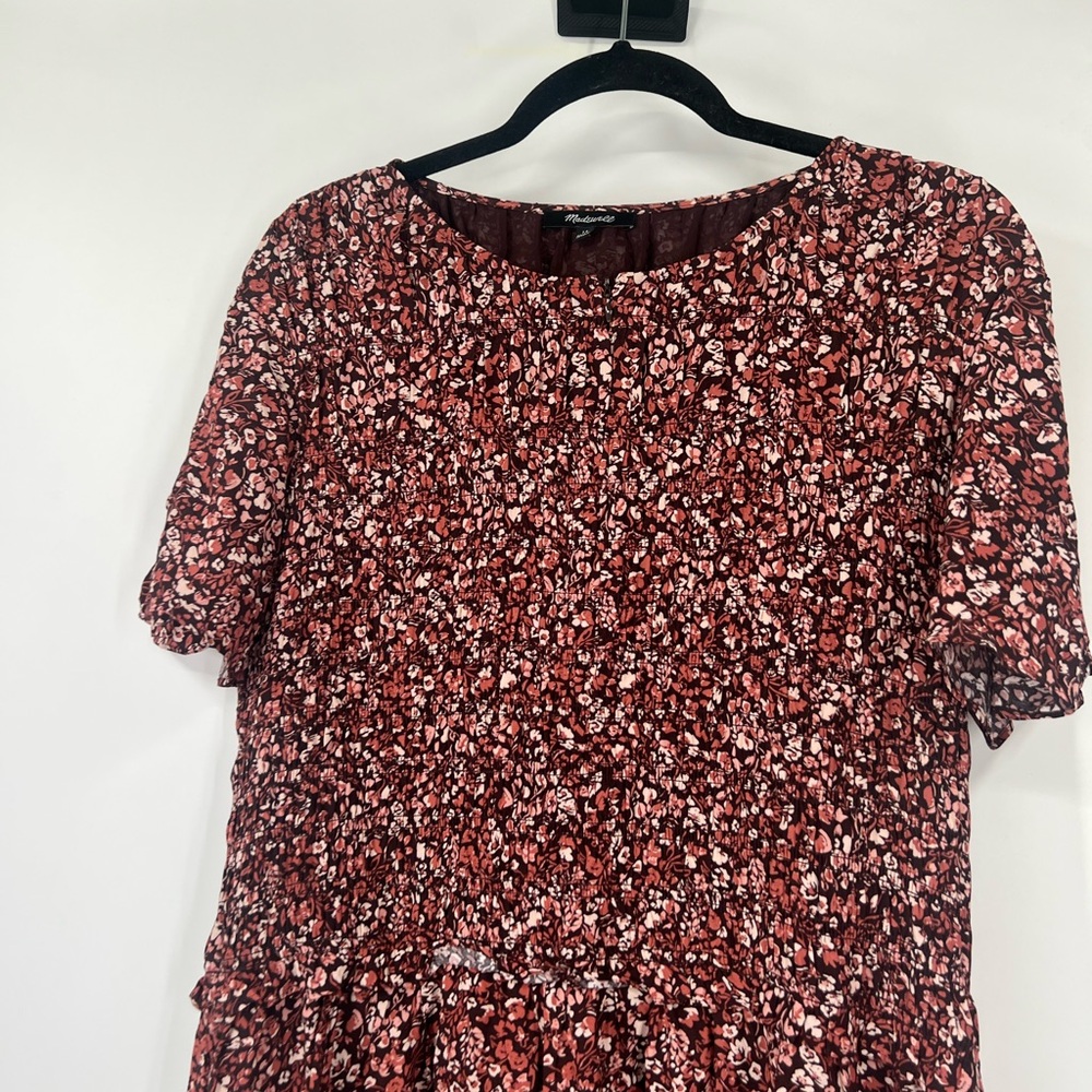 Madewell Zip-Front Flutter-Sleeve Midi Dress Floral Daphne Floral Raisin Blush - Picture 3 of 9
